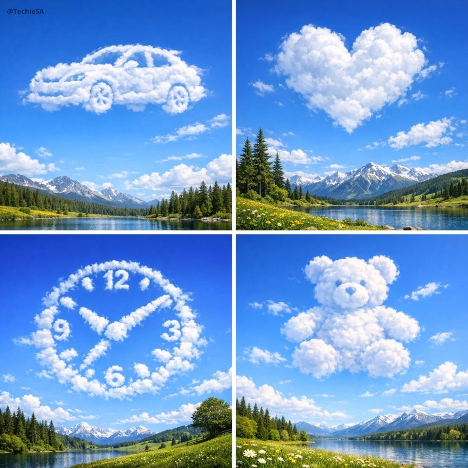 Nano Banana AI prompt example: Cloud silhouette landscape