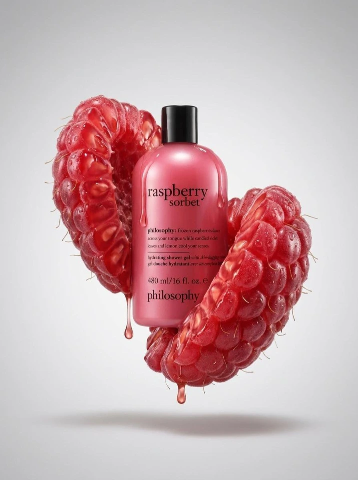 Nano Banana AI prompt example: Raspberry Shell Product Photography