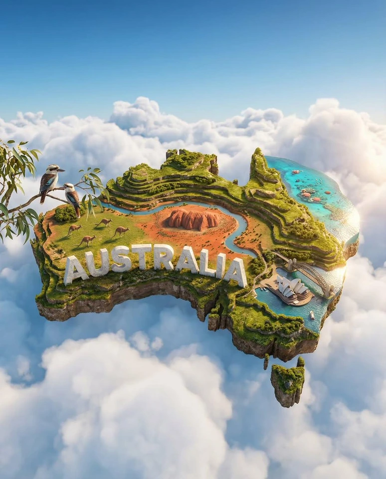 Nano Banana AI prompt example: Floating country island