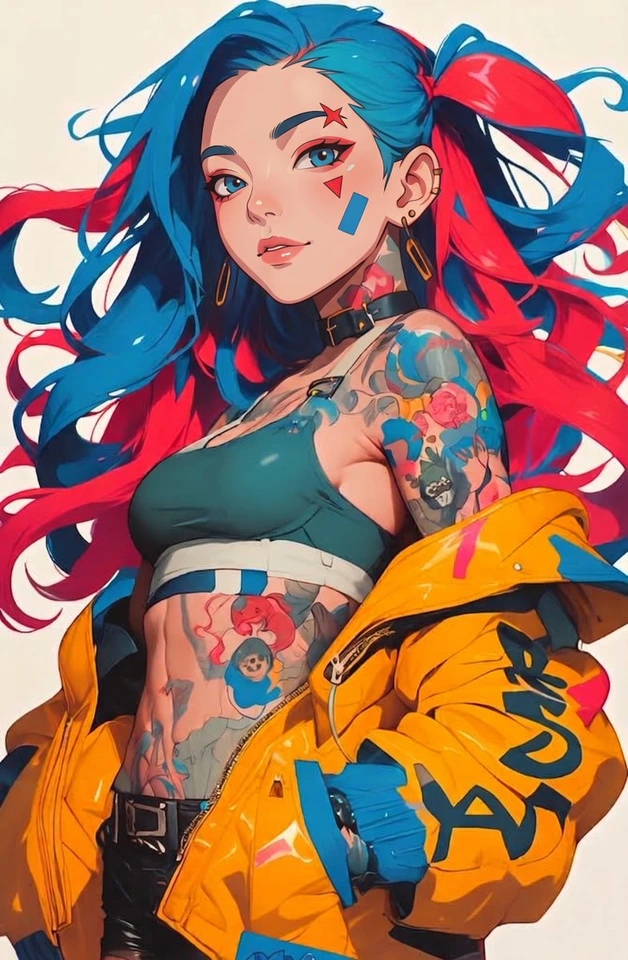 Nano Banana AI prompt example: Punk Style Split-Dye Anime Woman