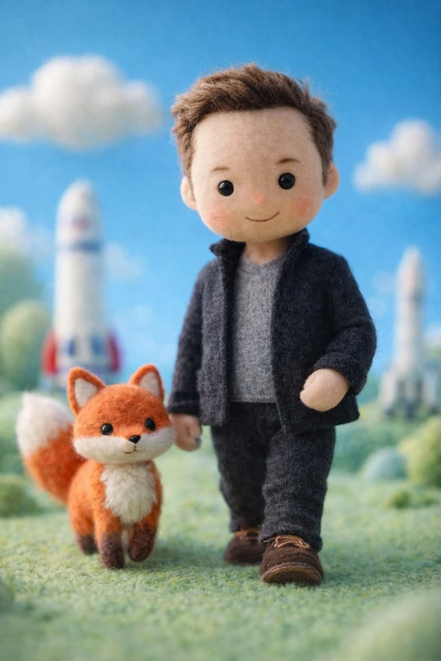 Nano Banana AI prompt example: Handcrafted felt character