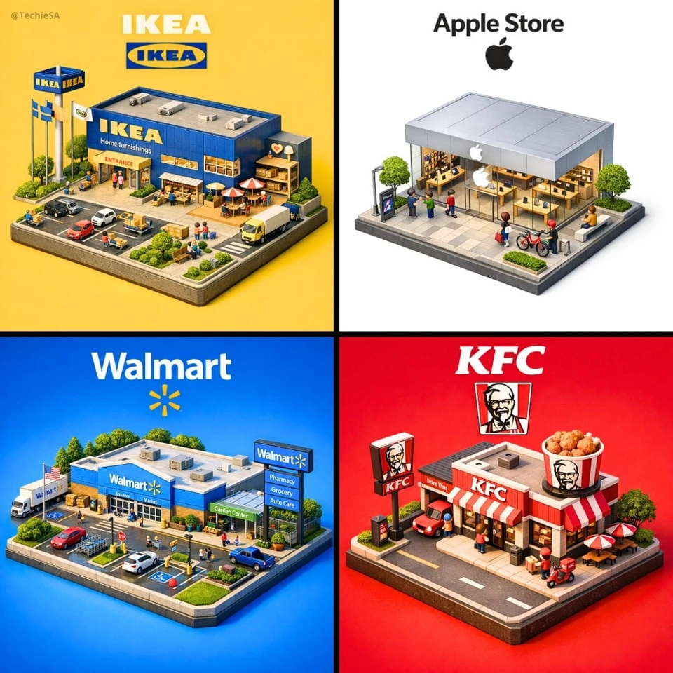 Nano Banana AI prompt example: Isometric brand storefront