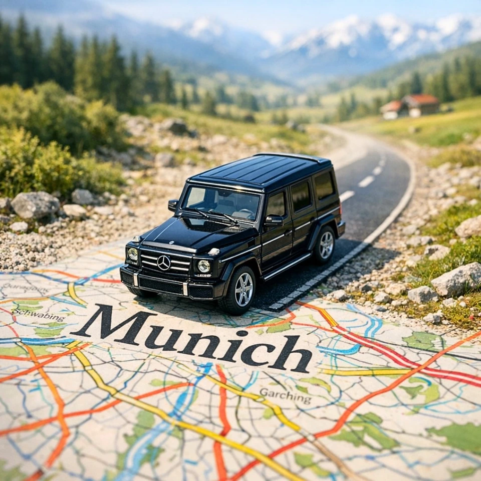 Nano Banana AI prompt example: Miniature road-to-map journey