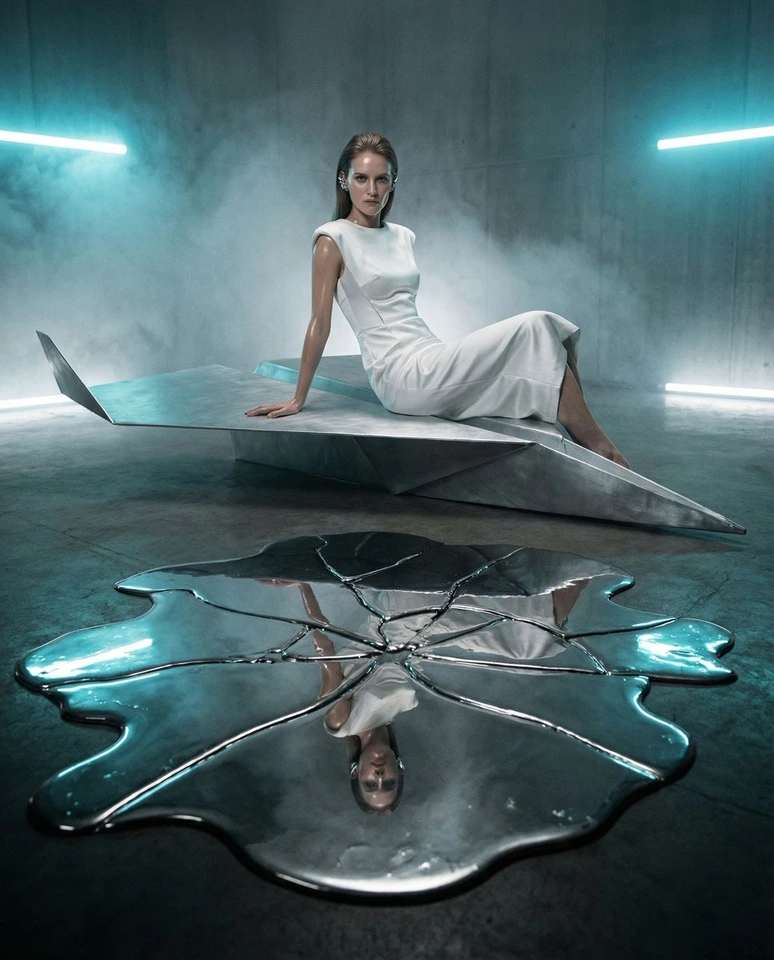 Nano Banana AI prompt example: Origami Dreams Cyber Mirror Prompt