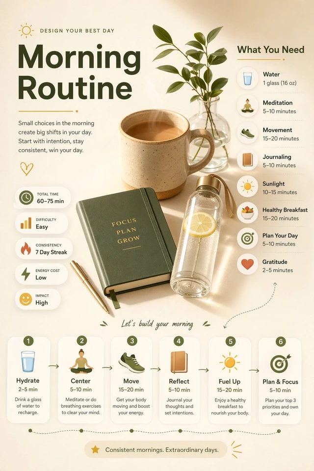 Nano Banana AI prompt example: Everyday routine infographic