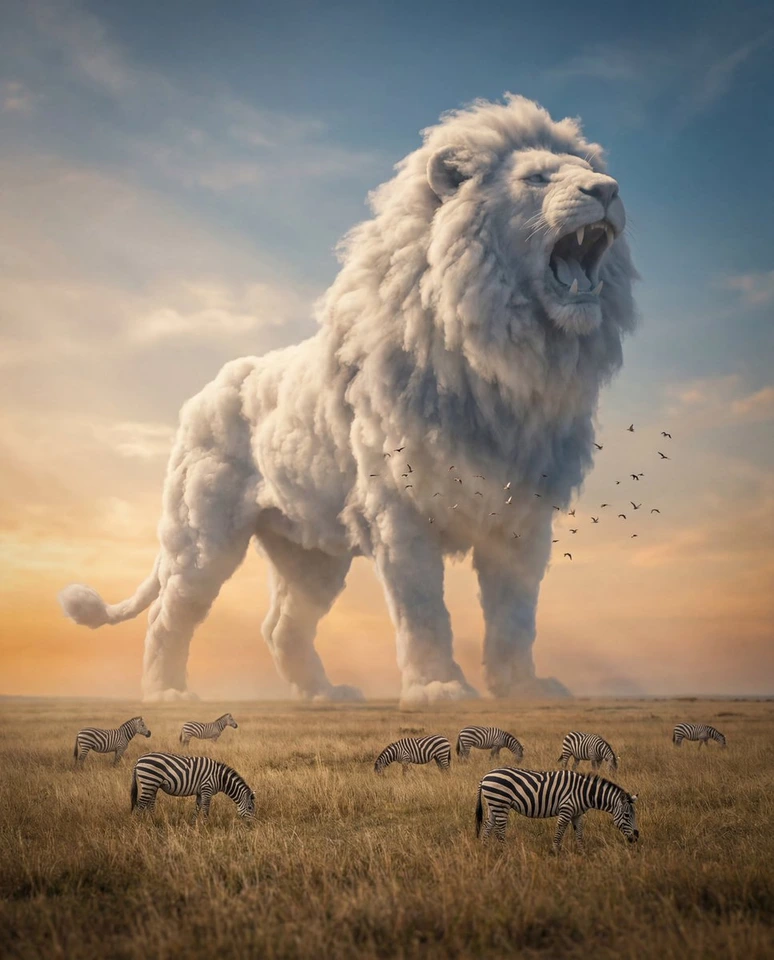 Nano Banana AI prompt example: Majestic Elephant Cloud Photography